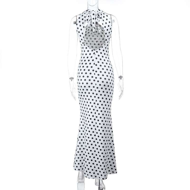Polka Dot Halter Maxi Dress image 3