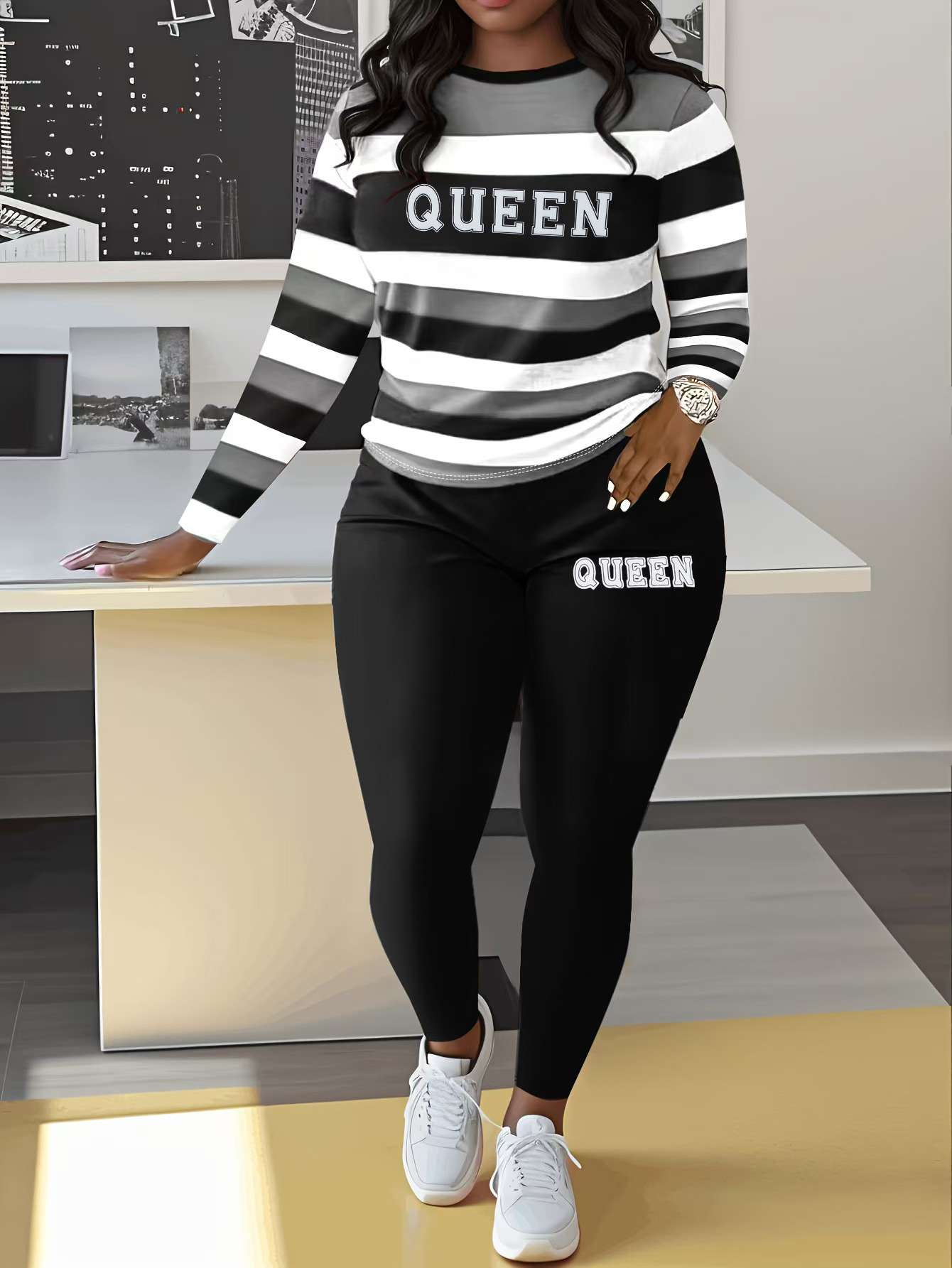 Casual Striped Long Sleeve Jogging Set image 0