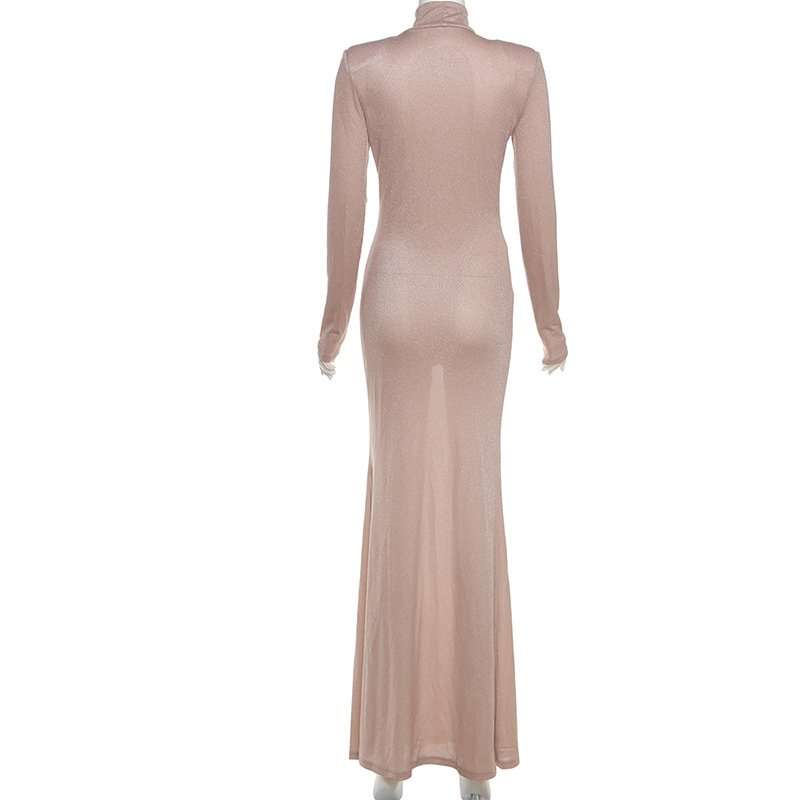 Elegant Shimmering Nude Maxi Dress image 4