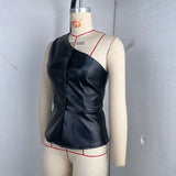 Asymmetrical Faux Leather Corset Top image 3