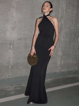 Asymmetrical Cutout Maxi Dress - S, Black image