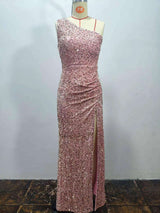 One Shoulder Wrap Split Thigh Party Dress image 7