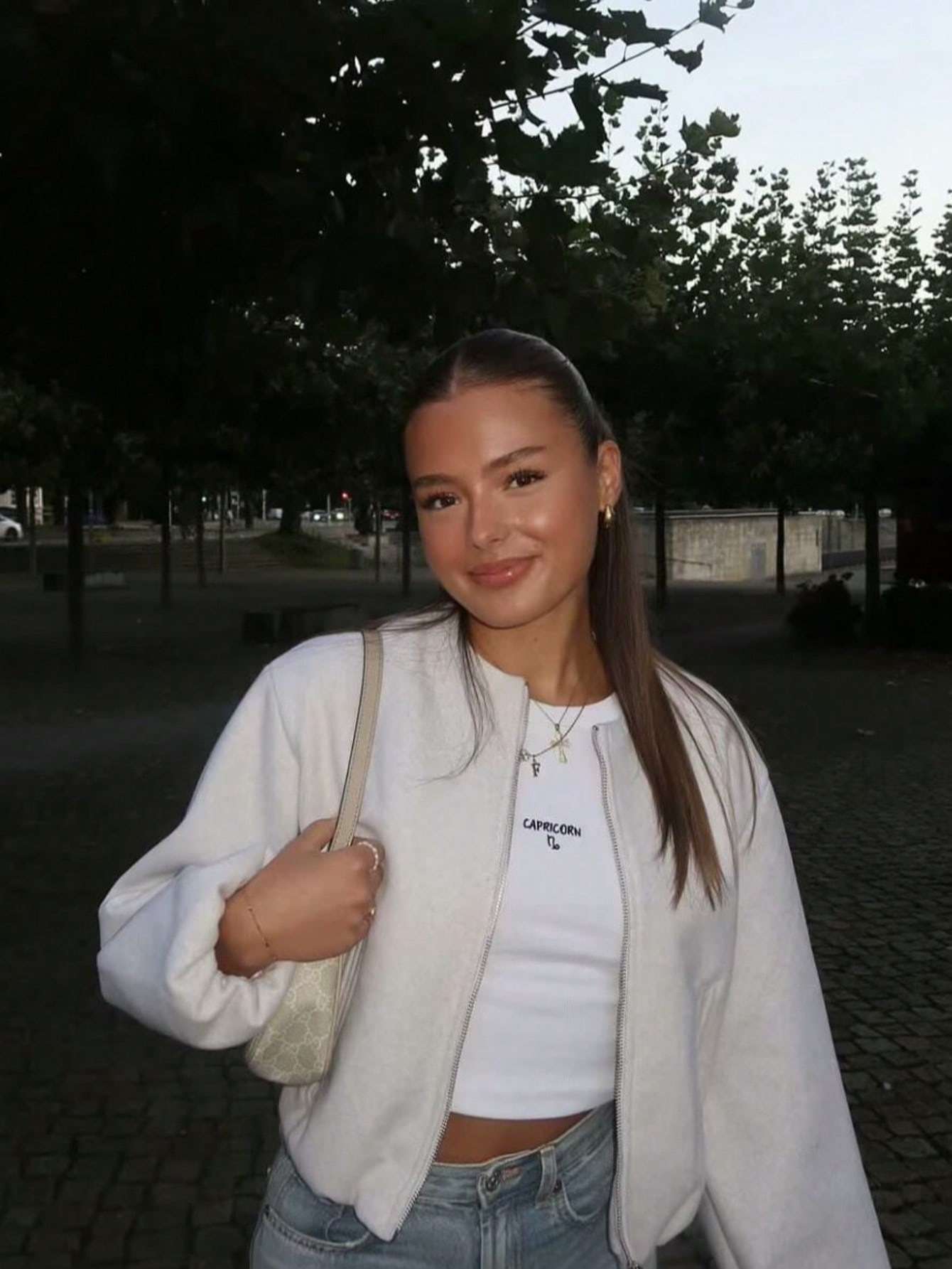 Casual Woman Bomber Jacket - L, Cream Beige image