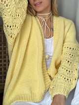 Yellow Crochet Sleeve Knit Cardigan Jacket image 2