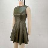 Faux Leather Fit-and-Flare Dress image 4