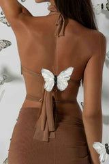 Sexy Butterfly Shaped Halter Neck Glitter Crop Top image 1