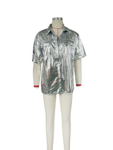 Casual Shiny Shirt Top image 4