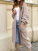 Cozy Long Knit Jacket with Pockets image 1