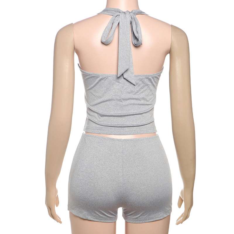 Ruched Sleeveless Crop Top and Shorts Set image 2