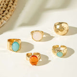 Vintage-Inspired Chunky Gemstone Ring Set image 3