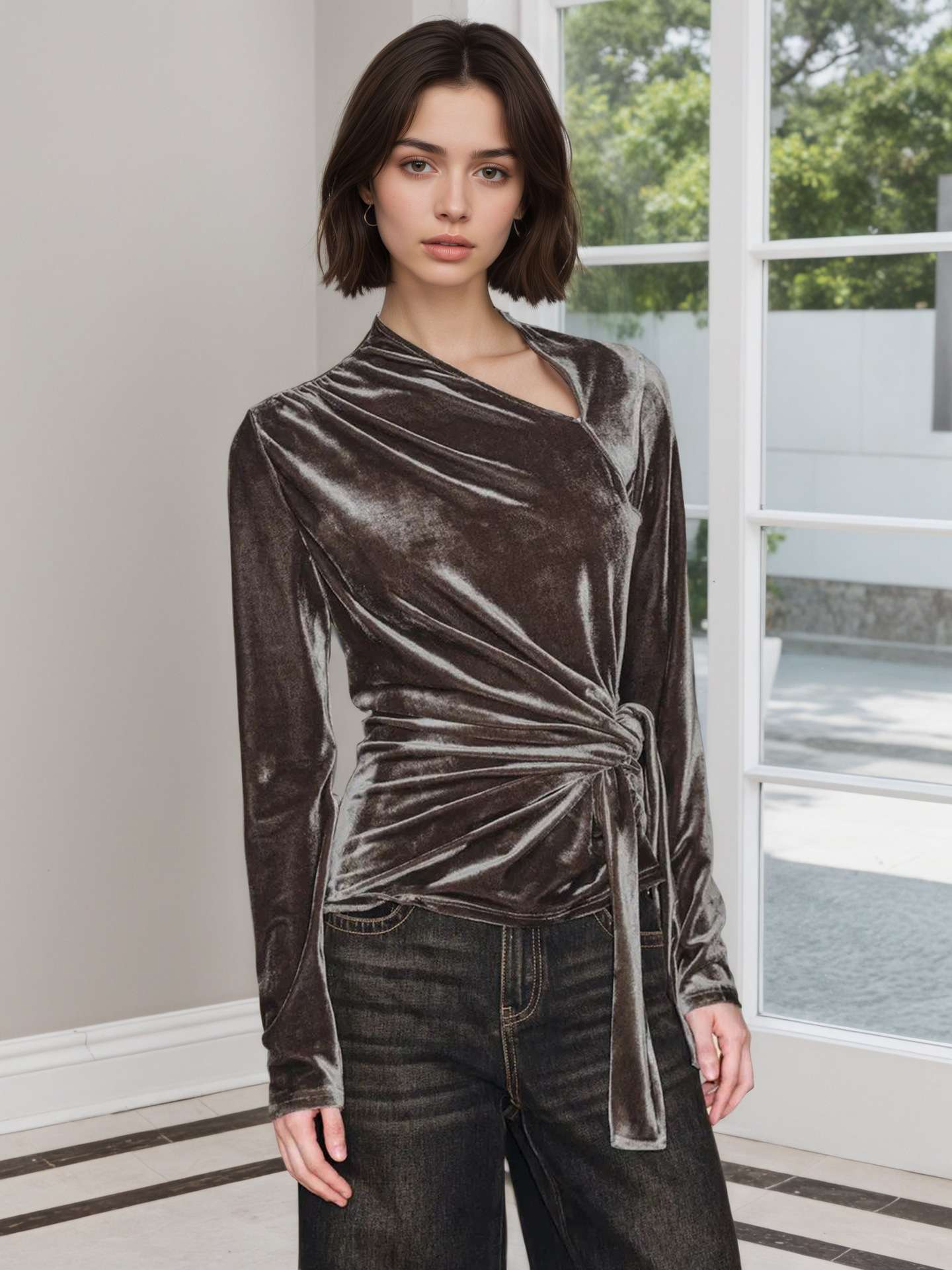 Elegant Wrap Top with Tie Detail image 0