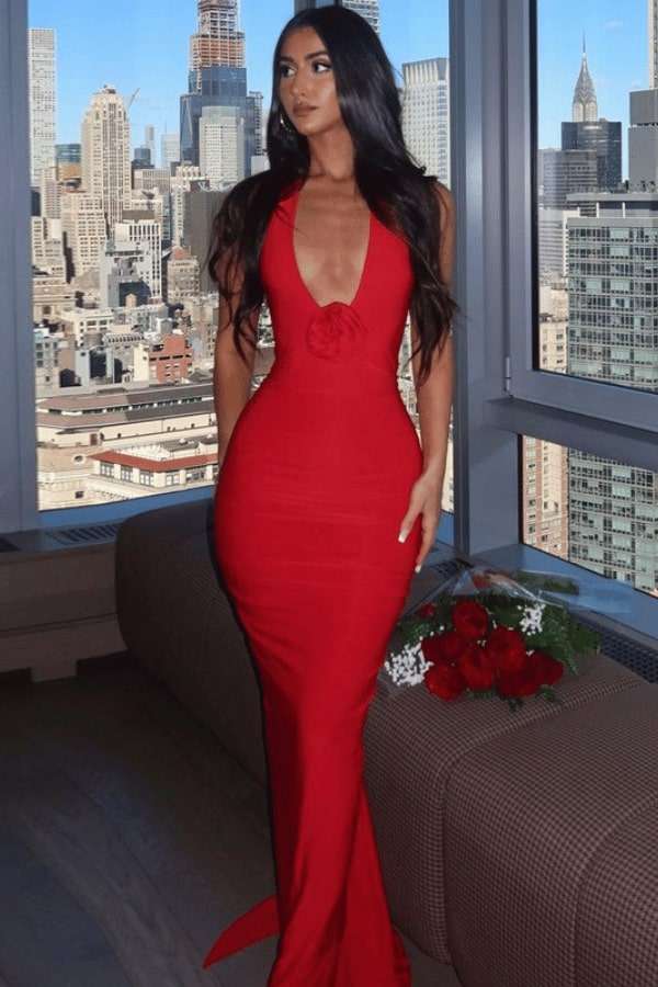 Radiant Rose Halter Maxi Dress image 0