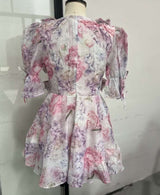 Floral Ruffled Dress with Puff Sleeves image 4