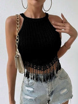 Halter Crop Top with Tassel Hem image 3