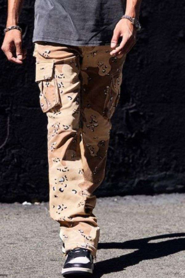 Mens Camouflage Cargo Pants - S, Beige image