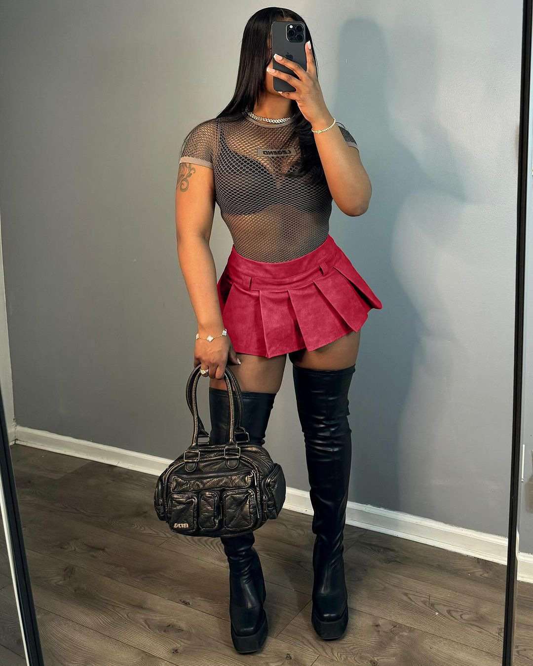 Pleated Mini Skirt - S, Rose image