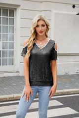 Sequin Embellished Short-Sleeve Top image 2