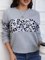 Color Block Leopard Print Sweatshirt image 0