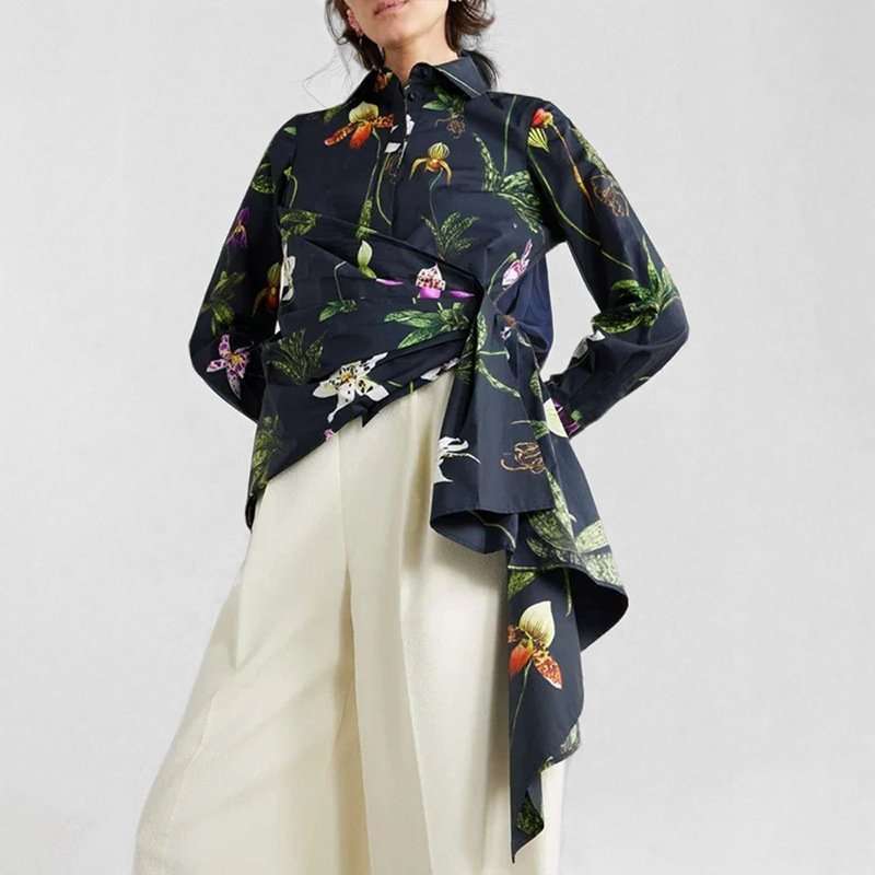 Asymmetric floral-print Shirt image 1