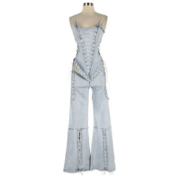 Corset-Style Two-Piece Jumpsuit with Flared Pants image 3