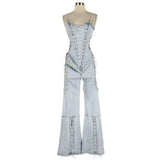 Corset-Style Two-Piece Jumpsuit with Flared Pants image 3