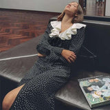 Black Polka Dot Dress with Ruffled Collar image 2