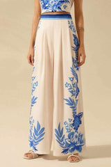 Tropical Print High-Waisted Wide-Leg Pants image 0