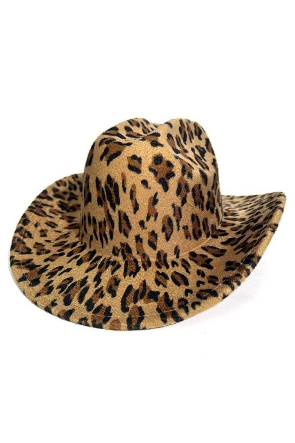 Leopard Print Wide-Brim Cowboy Hat image 0