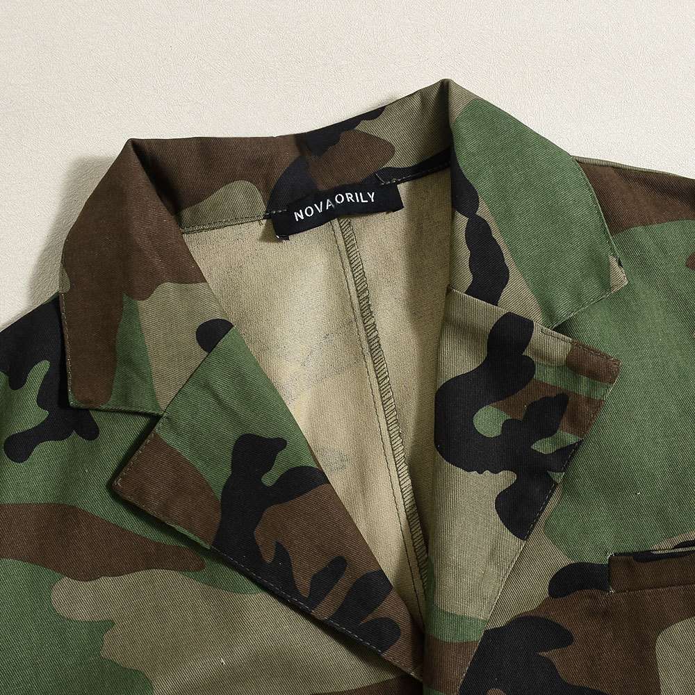 Casual Camuflague Coat With Belt Cardigan Jacket image 5