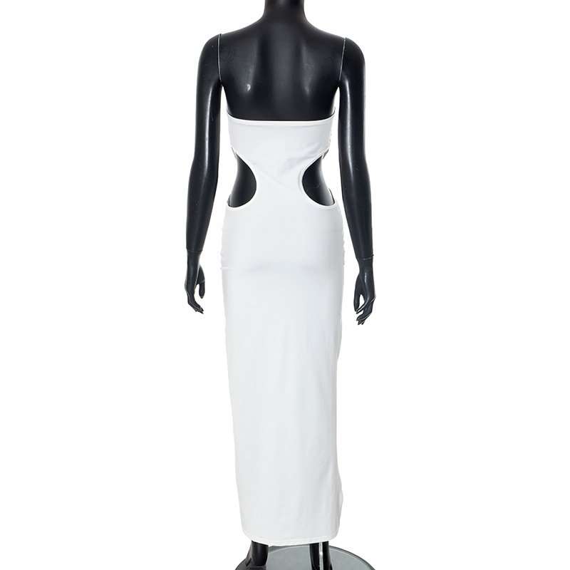 Elegant White Strapless Cutout Gown image 3