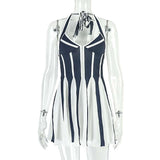 Chic Black and White Striped Dress image 5