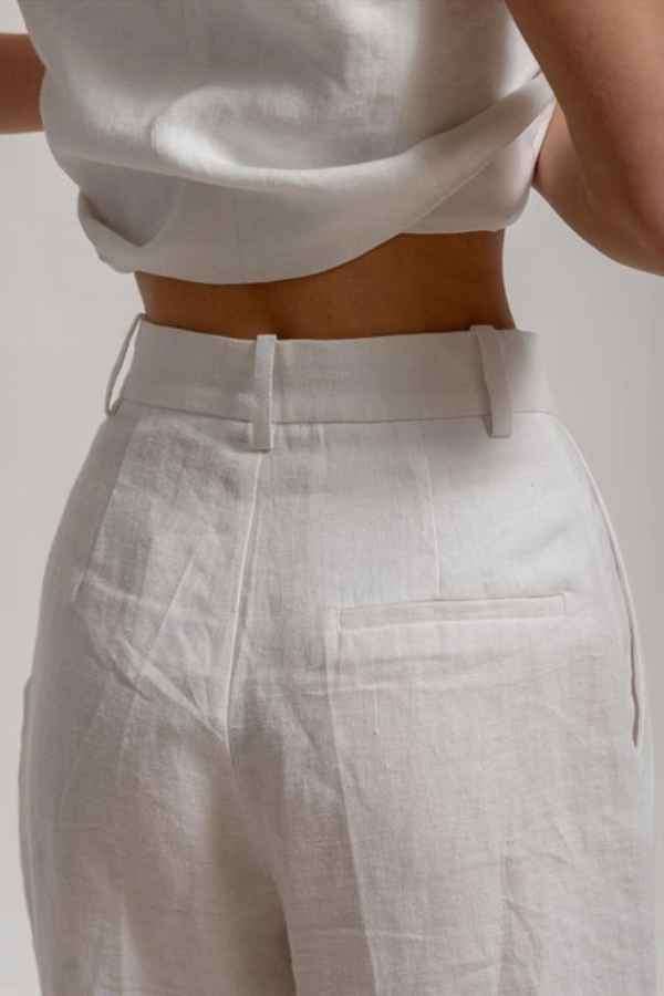 Minimalistic Cotton Wide Leg Pants Button Down Vest Set image 3