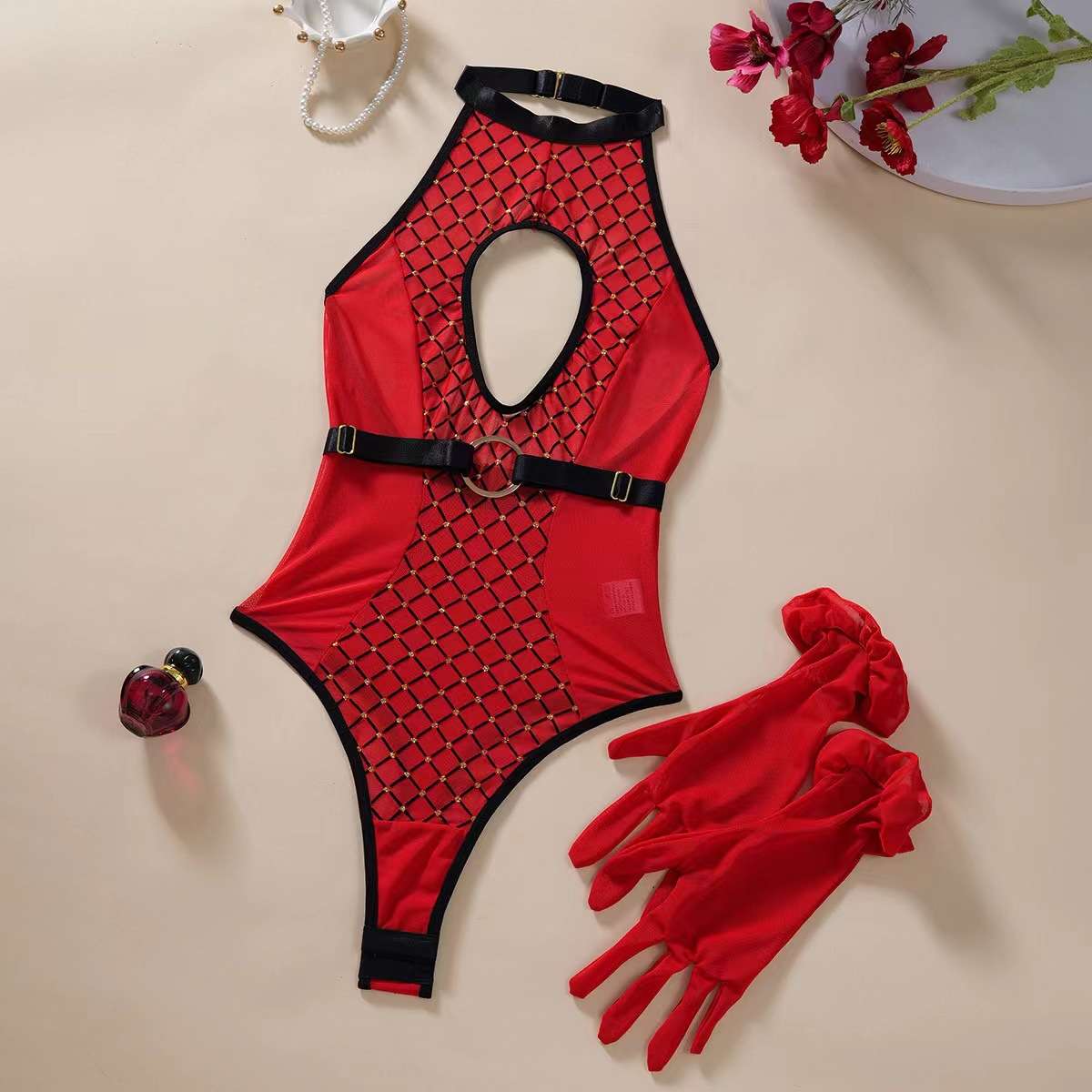 Fiery bodysuit with gloves image 3
