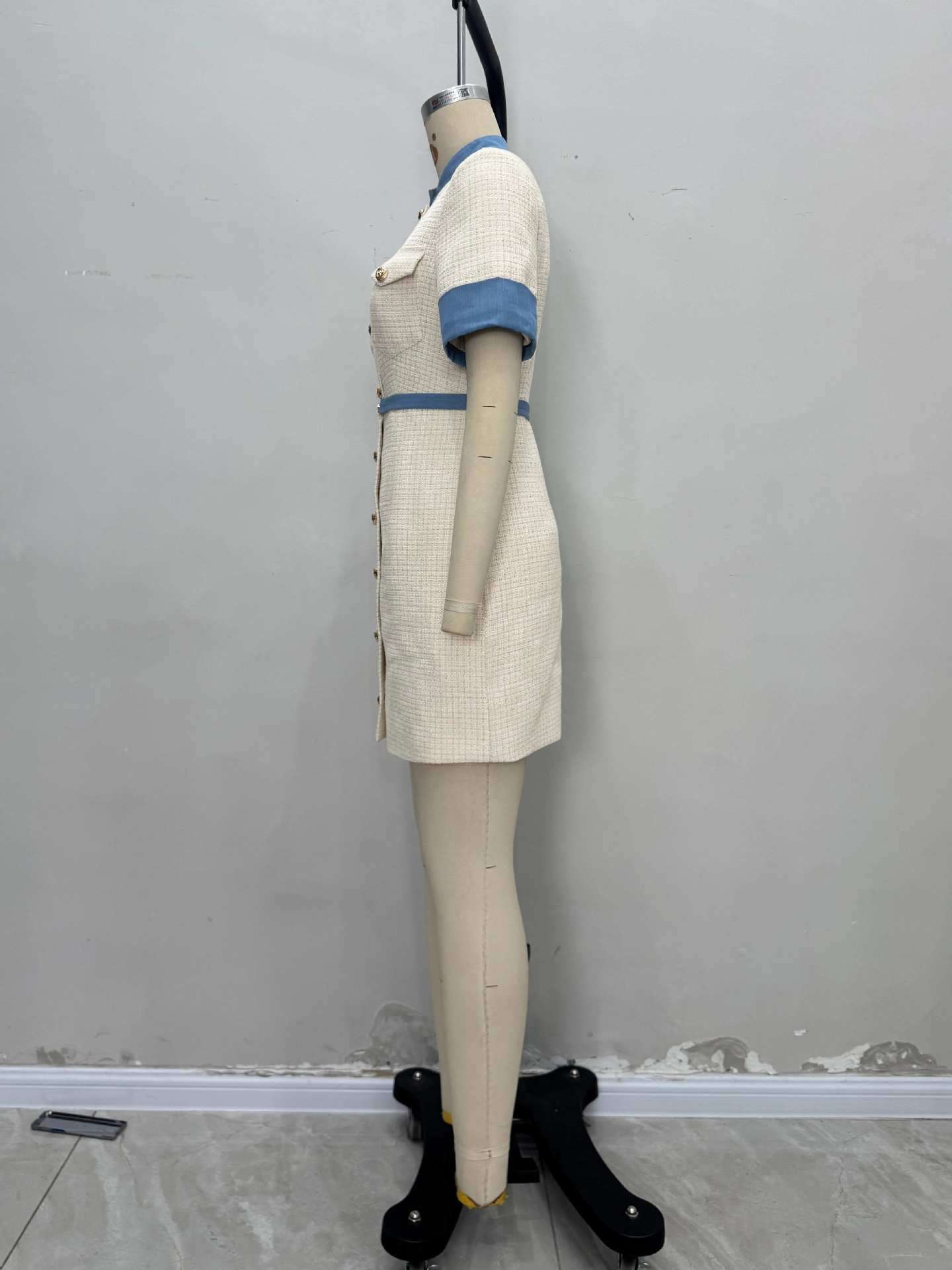 Elegant Tweed Dress with  Button Details image 2