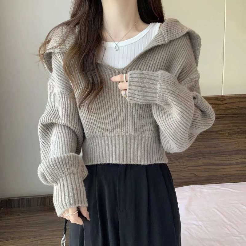 Cropped Knit Pullover Sweater image 2