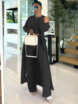 3-Piece Wide-Leg Pant Set - S, Black image