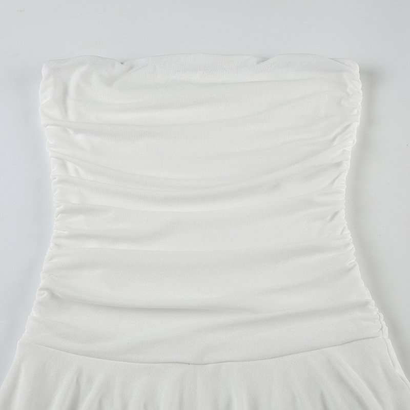 White Strapless Ruched Mini Dress image 6