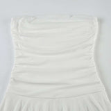 White Strapless Ruched Mini Dress image 6