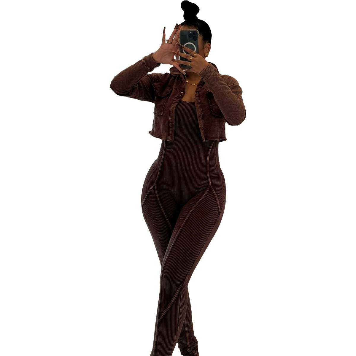 Jumpsuit Cropped Jacket Set image 6