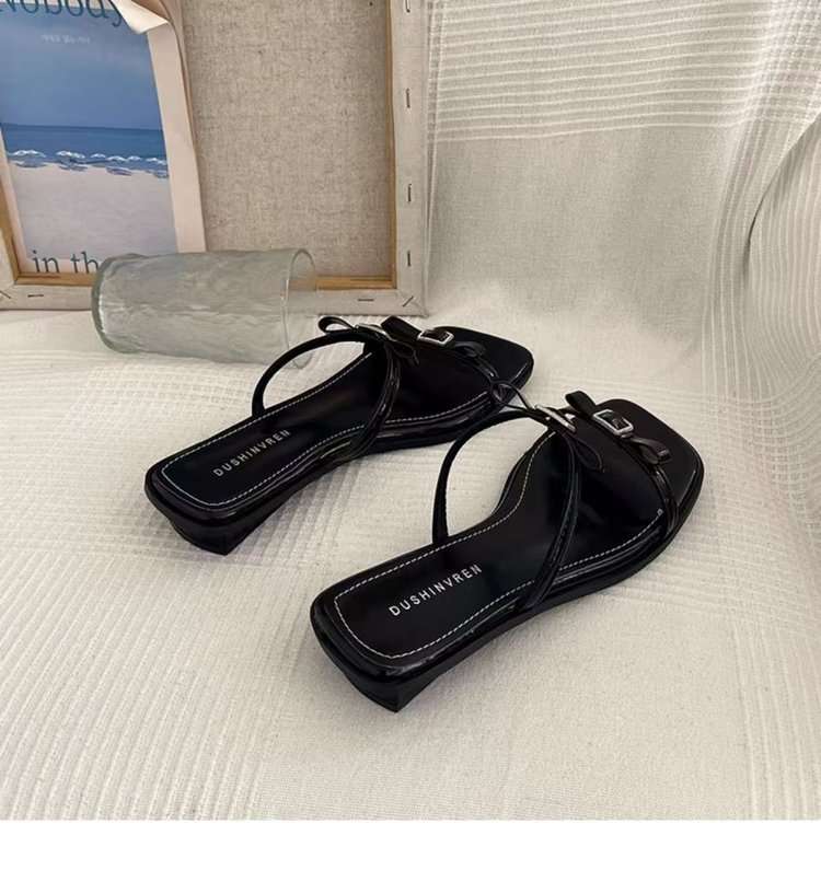 Chic Two-Tone Square-Toe Sandals