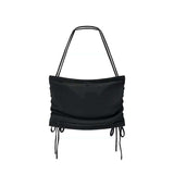 Stylish Ruched Crop Top - M, Black image