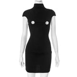 Sleeveless Turtleneck Dress with Embellished Pasties image 2