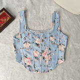 Floral Print Corset-Style Crop Top image 3