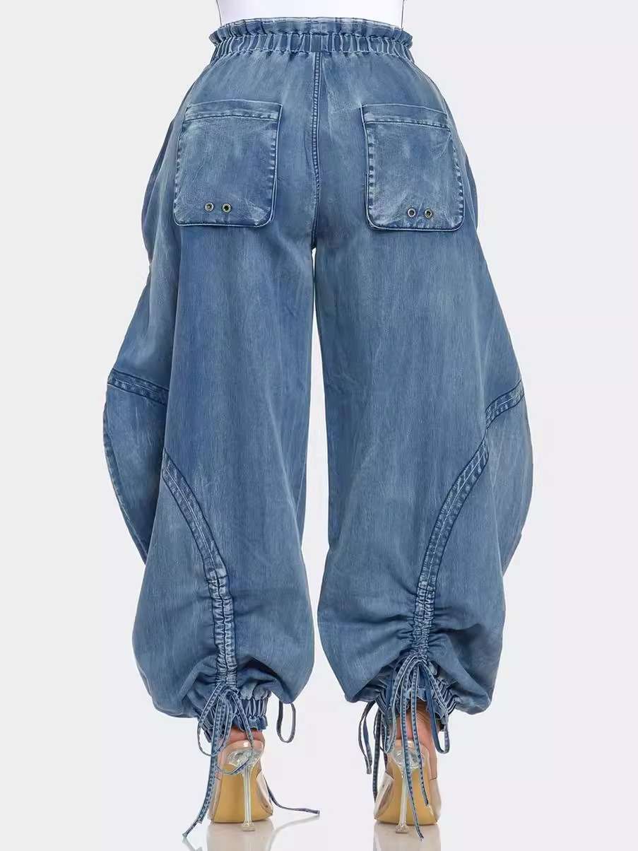 Loose cargo jeans wide leg denim pants image 3