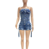 Strapless Distressed Romper image 3