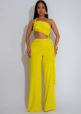 Rached Sleeveless Bodycon Wide-leg Jumpsuits - M, Yellow image