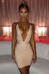 Sparkle Deep-V Bodycon Dress image 2