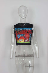 Retro Comic Graphic Sleeveless Crop Top image 3