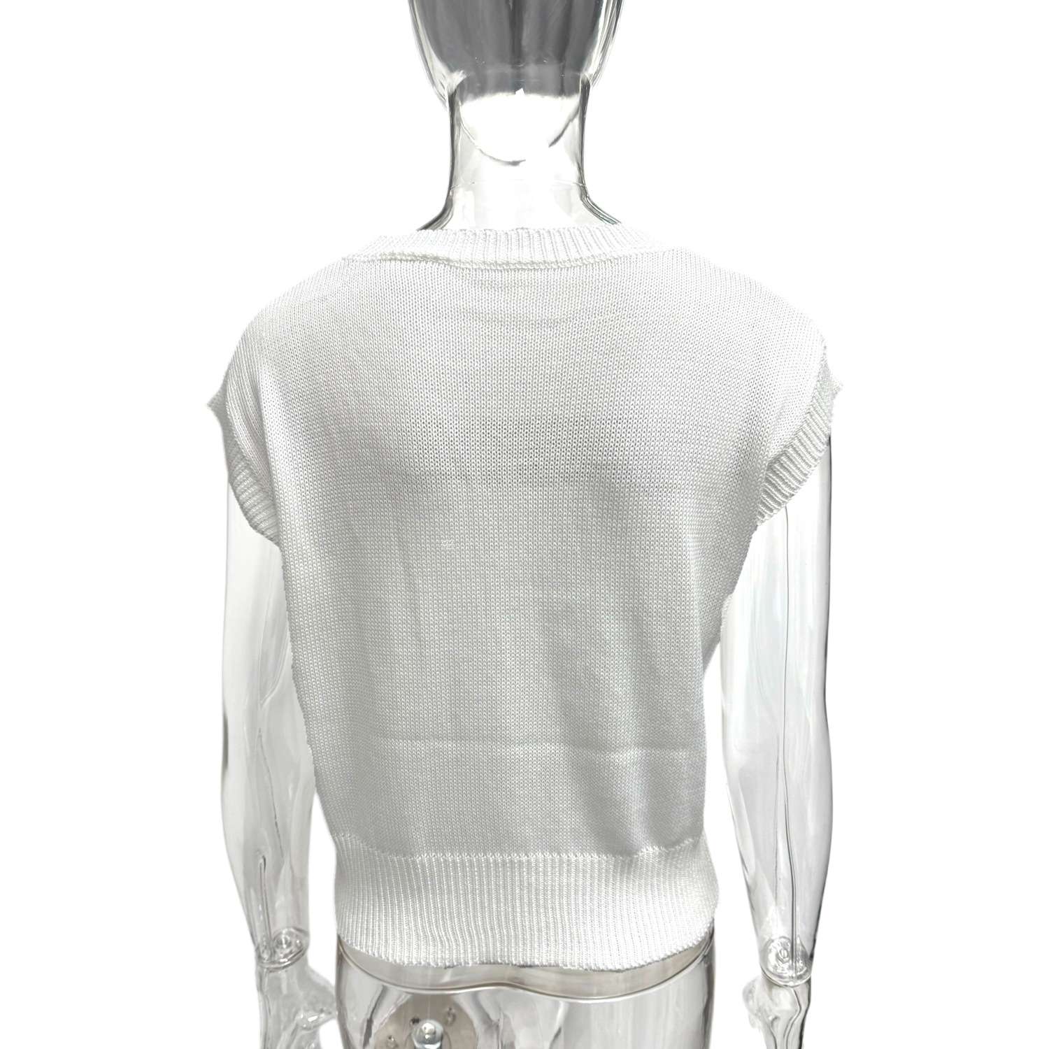 Off White Cable Knit Sleeveless Sweater image 5