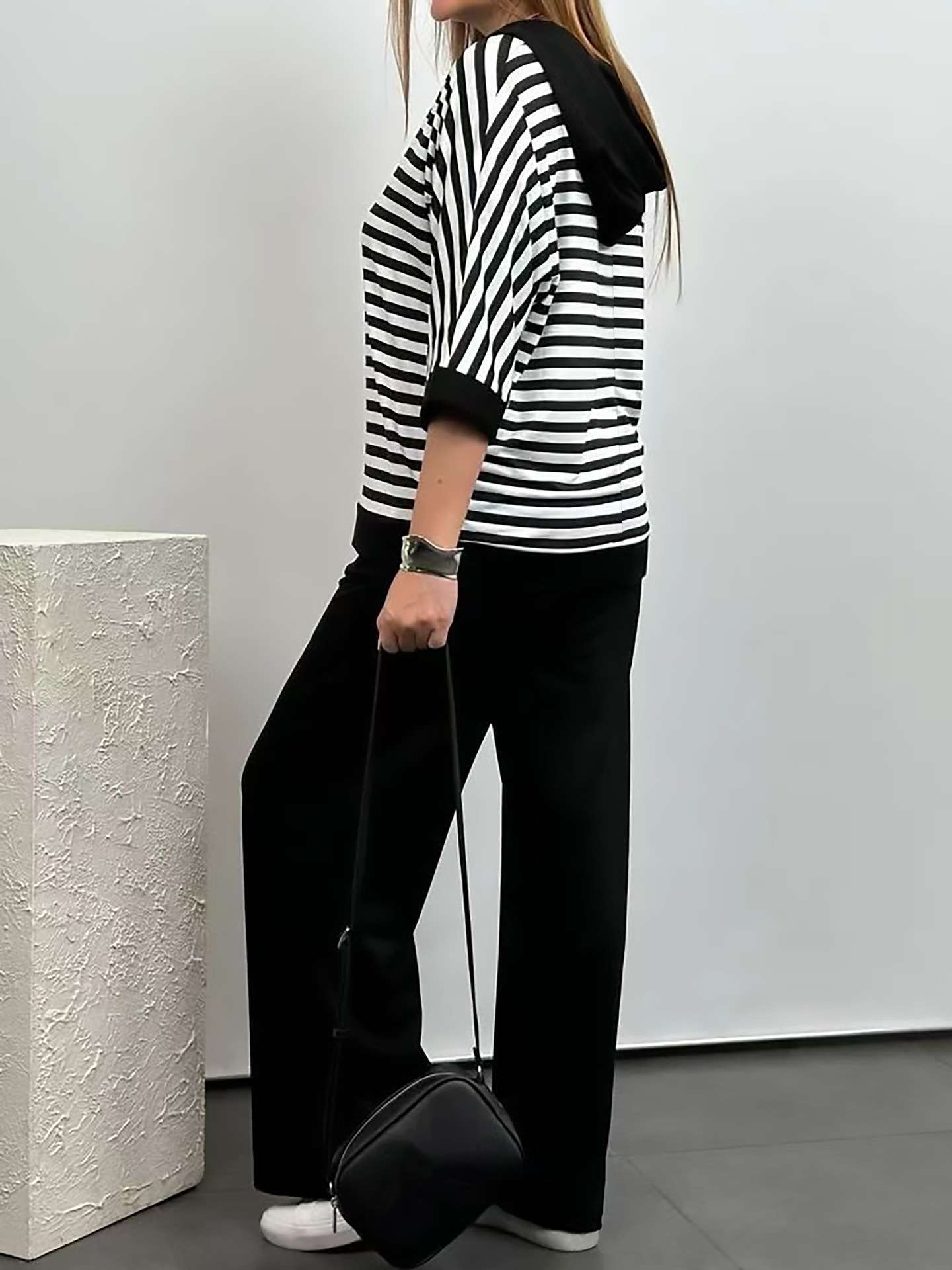 Casual Striped Oversized Top & Wide-Leg Pants image 2